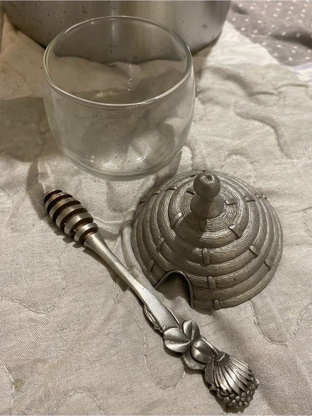 Honey Jar with Decorative Lid and Dipper